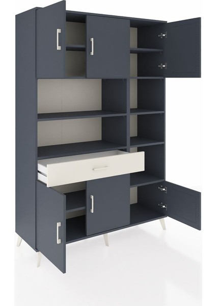 Hyperion Dolap 10 Raflı Tek Çekmeceli 6 Kapaklı 132X44X195 Antrasit-Antrasit/aytaşı indirimleri