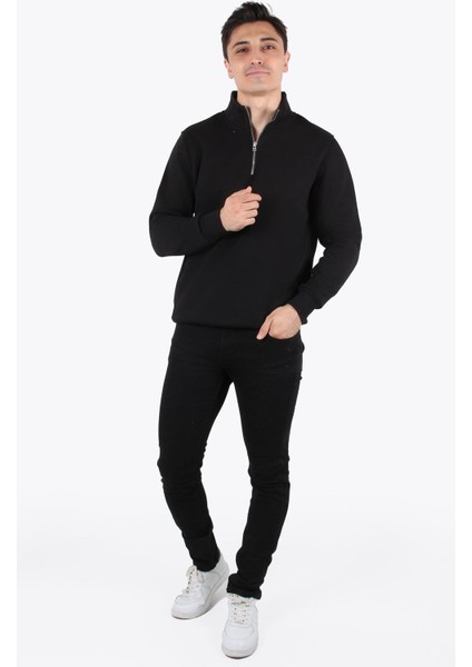 5259-2 Fermuarlı Yaka 3 İplik Şardonlu Sweat