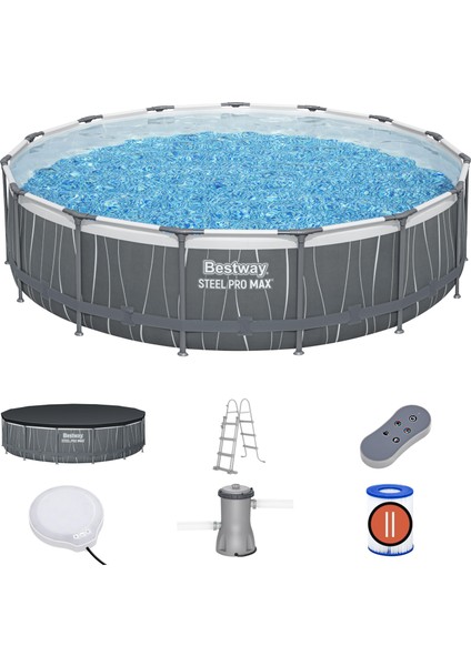 561GD Steel Pro Max™ LED Işıklandırmalı Prefabrik Yer Üstü Çember Havuz Seti 4.57 M x 1.07 M