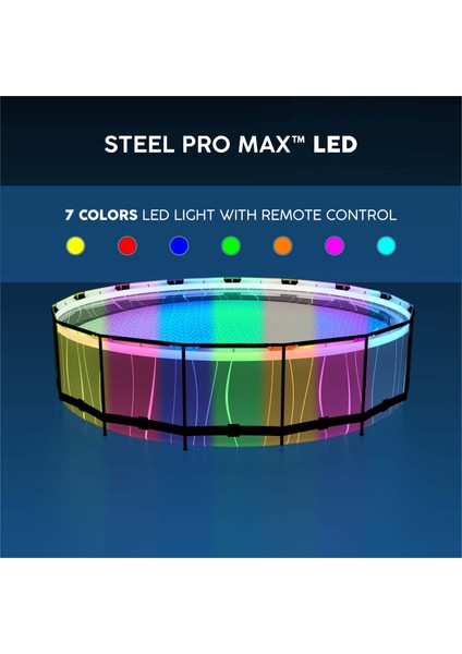561GD Steel Pro Max™ LED Işıklandırmalı Prefabrik Yer Üstü Çember Havuz Seti 4.57 M x 1.07 M