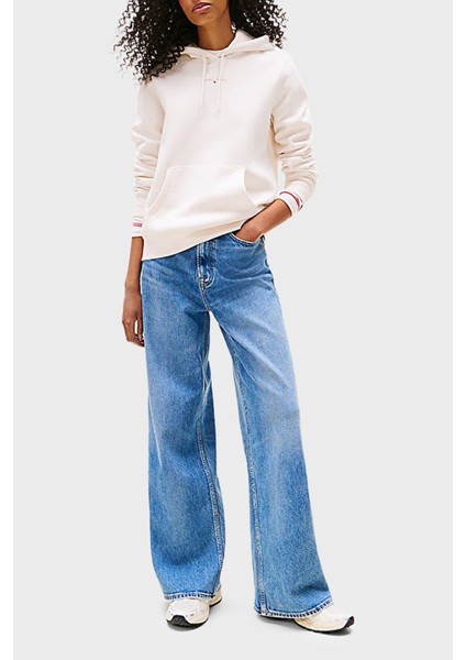 Pamuklu Regular Fit Kapüşonlu Logolu Sweat Bayan Sweat DW0DW21963 Ybh fiyatları