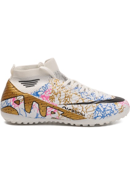 Beyaz Altın Çoraplı Erkek Halı Saha Ayakkabısı Air 565 M