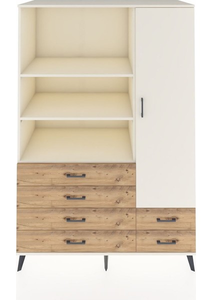 Kronos Dolap 7 Raflı 6 Çekmeceli Tek Kapaklı 132X59X195 Aytaşı-Aytaşı/çam