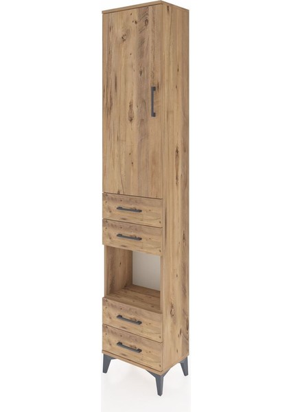 Arges Dolap 4 Raflı 4 Çekmeceli Tek Kapaklı 44X30X221 Çam-Çam modelleri