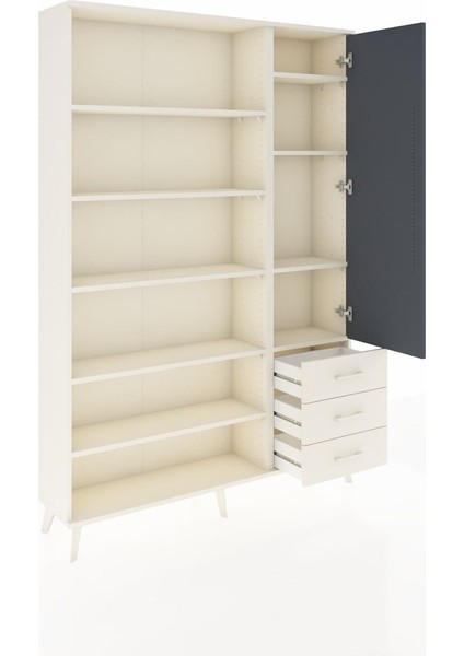 Arges Dolap 9 Raflı 3 Çekmeceli Tek Kapaklı 132X30X195 Aytaşı-Antrasit/aytaşı indirimleri