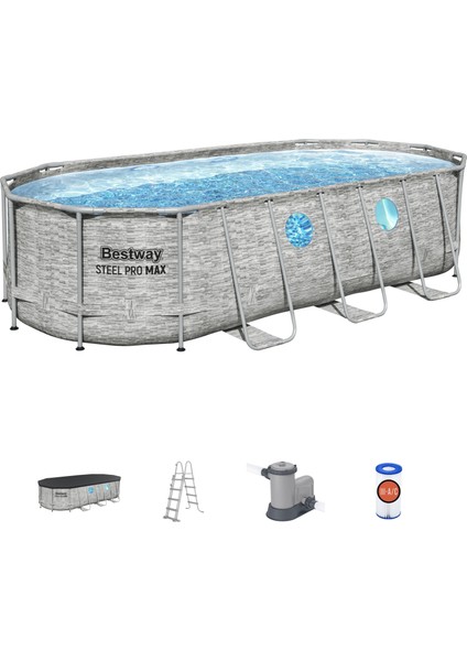 ® 56716 Power Steel™ Vista Serisi 2- Prefabrik Yer Üstü Havuz Seti 5,49 M x 2,74 M x 1,22 M