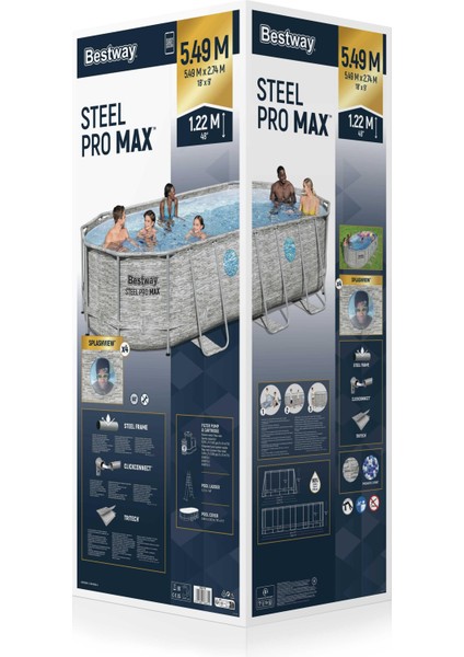 ® 56716 Power Steel™ Vista Serisi 2- Prefabrik Yer Üstü Havuz Seti 5,49 M x 2,74 M x 1,22 M