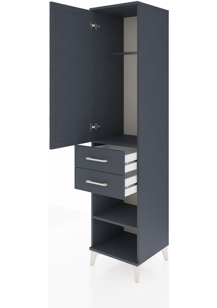 Hyperion Dolap Tek Raflı 2 Çekmeceli Tek Askılı 44X44X195 Antrasit-Antrasit fırsatları
