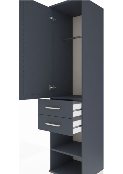 Hyperion Dolap Tek Raflı 2 Çekmeceli Tek Askılı 44X44X195 Antrasit-Antrasit indirimleri