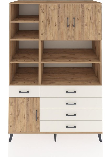 Kronos Dolap 9 Raflı 5 Çekmeceli 3 Kapaklı 132X59X195 Çam-Çam/aytaşı