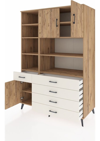 Kronos Dolap 9 Raflı 5 Çekmeceli 3 Kapaklı 132X59X195 Çam-Çam/aytaşı modelleri