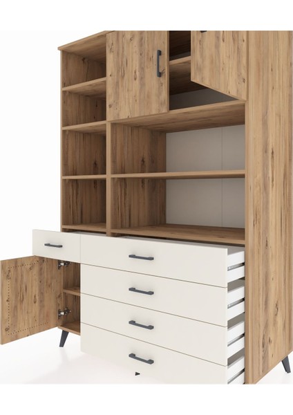 Kronos Dolap 9 Raflı 5 Çekmeceli 3 Kapaklı 132X59X195 Çam-Çam/aytaşı fırsatları