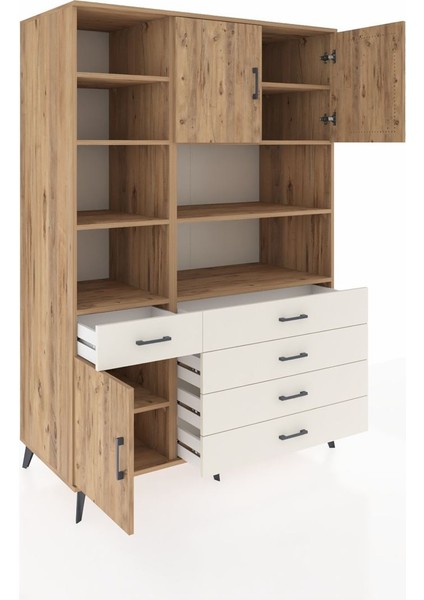 Kronos Dolap 9 Raflı 5 Çekmeceli 3 Kapaklı 132X59X195 Çam-Çam/aytaşı indirimleri