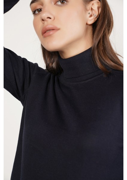 Kadın Lacivert %100 Organik Pamuk Balıkçı Yaka Triko Kazak TRIST-6103 indirimleri