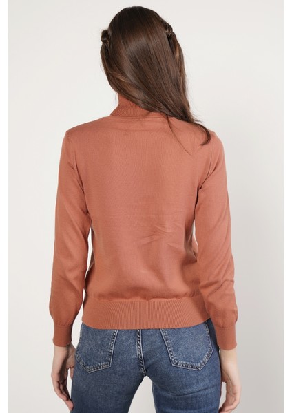 Kadın Kiremit %100 Organik Pamuk Balıkçı Yaka Triko Kazak TRIST-6103 indirimleri