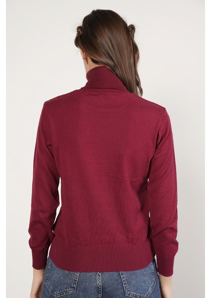 Kadın Bordo %100 Organik Pamuk Balıkçı Yaka Triko Kazak TRIST-6103 indirimleri