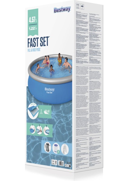 Büyük Şişme Havuz 457 x 122 cm Dayanıklı Mavi Renkli Aile Havuzu