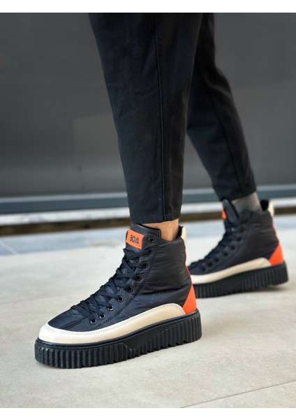 ET0811 Yüksek Siyah Taban Paraşüt Kumaş Turuncu Cilt Detaylı Yarım Bilek Spor Bot fırsatları