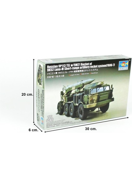 07179 1/72 Ölçek, Rus 9P113 Kamyon ve 9M21 (9K52 Luna-M) Kısa Menzilli Füze Sistemi (FROG-7), Plastik Model Kiti