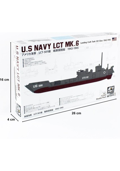 SE73518 1/350 Ölçek, U.S NAVY LCT Mk. 6-501 class (1943-1945) Çıkartma Gemisi, Plastik Model kiti
