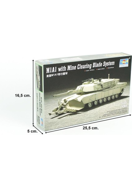 07277 1/72 Ölçek, M1A1 Mayın Temizleme Aparatlı Tank, Plastik Model Kiti