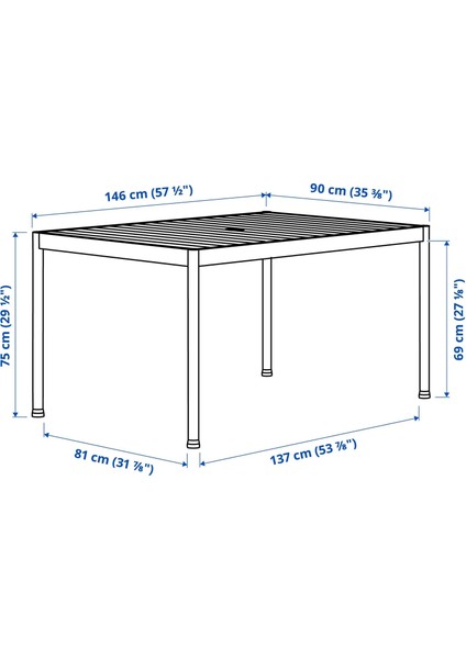 Segerön Yemek Masası Beyaz Bej 91 x 147 cm fiyatları