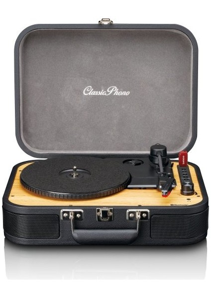 Classic Phono TT-114 BK Gri Hoparlörlü Bluetoothlu Retro Pikap Plak Çalar USB