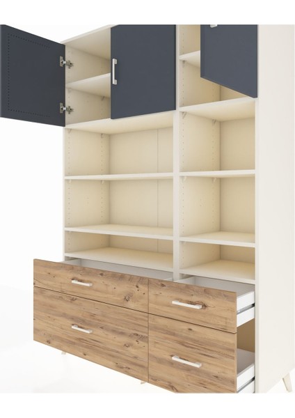 Hyperion Dolap 10 Raflı 4 Çekmeceli 3 Kapaklı 132X44X195 Aytaşı-Antrasit/çam fırsatları