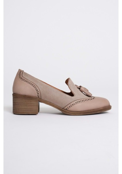 Kadın Hakiki Deri Püskül Detaylı Şık Ayakkabı - Taş modelleri