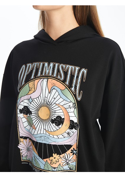 Yeni Sezon Baskılı Uzun Kollu Oversize Kadın Kalın Hoodie modelleri