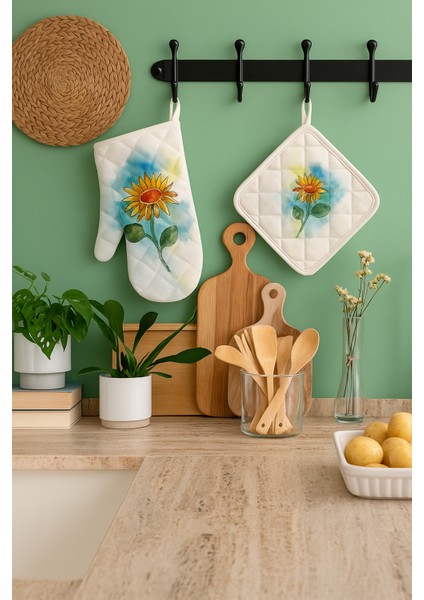 Çiçek Desenli Eldiven Tutaç