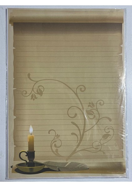 Desenli Mektup Kağıdı Mum Desenli 15Lİ Paket+15 Mektup Zarfı