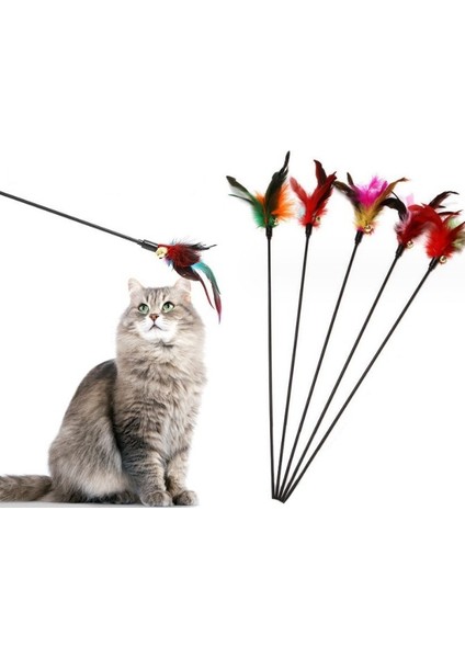 Çıngıraklı Tüylü Kedi Oyun Çubuğu (5313)