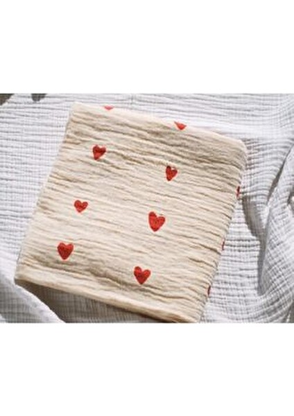 Müslin Örtü Kalp Desenli %100 Pamuk Yumuşak ve Güvenli Kullanım 800 ml indirimleri