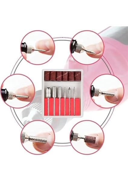 SN-27091 Hız Ayarlı Tırnak Freze Törpü Manikür Pedikür Seti 6 Başlıklı Elektrikli AC220V indirimleri