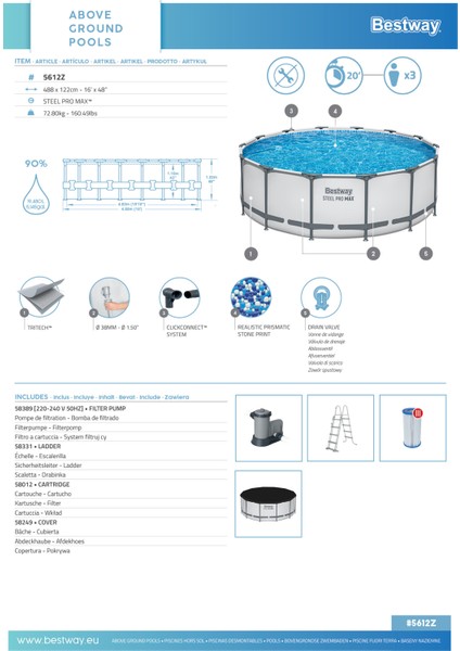 ® 5612Z Steel Pro Max™ Prefabrik Yer Üstü Çember Havuz Seti 4,88 M x 1,22 M indirimleri