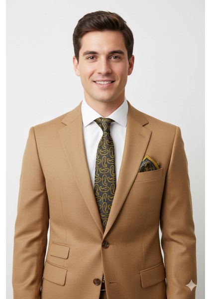 Erkek Kravat Klasik Mendilli Şık Kolay Şekil Alabilen Leke Tutmaz Mühür Model Geniş Tasarım