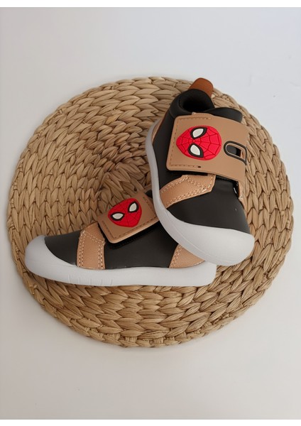 Ilk Adım Ortopedik Bebek Ayakkabısı Örümcek Adam Figürlü Renkli Bebek Spor Babet