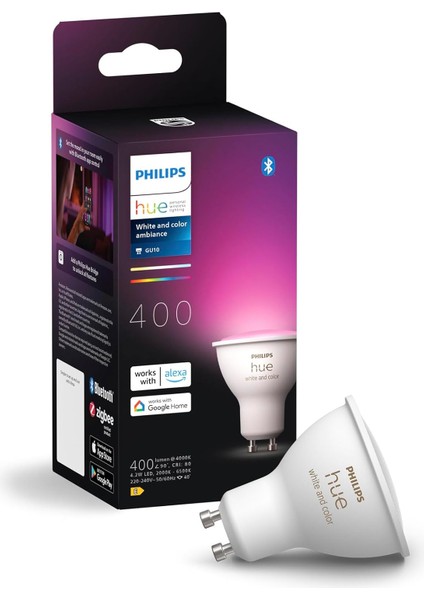 4.2W Renkli Akıllı Spot Ampul GU10 Bluetooth Uyumlu, Alexa, Apple Home ve Google Assista