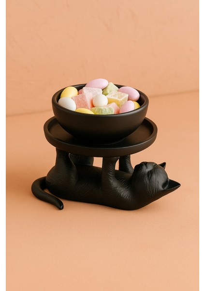Siyah Kedi Figürlü Sunumluk Banyo Sabunluk, Kahvaltı Tabağı, Takı Organizeri, Mumluk 14 x 14 cm fiyatları