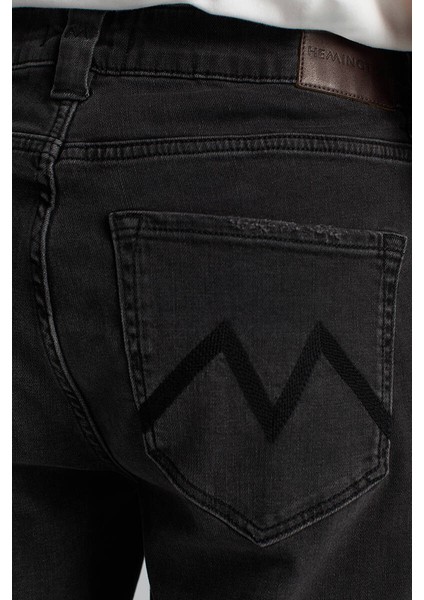 Saf Pamuk Slim Fit Siyah Denim Pantolon fırsatları