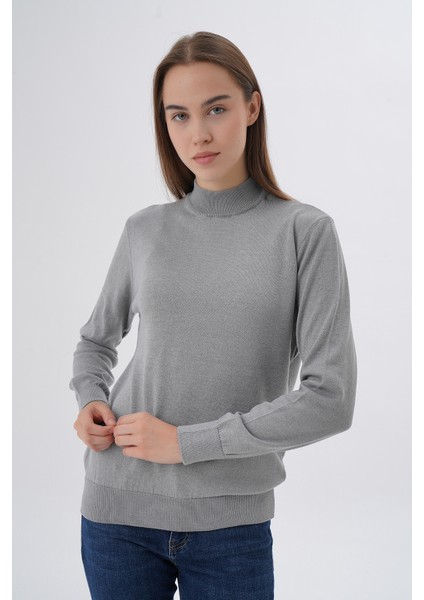 Kadın %100 Organik Pamuk Yarım Balıkçı Yaka Triko Kazak Örme Bluz TRIST-6104 modelleri