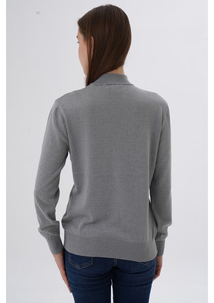 Kadın %100 Organik Pamuk Yarım Balıkçı Yaka Triko Kazak Örme Bluz TRIST-6104 fırsatları