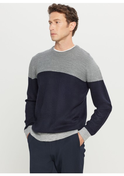 Bisiklet Yaka Standart Lacivert - Gri Erkek Kazak ACE049261480_LGJ modelleri