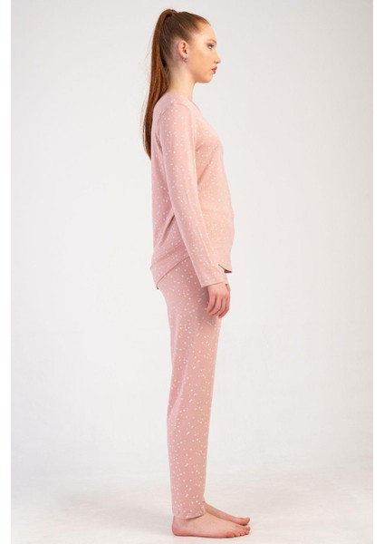 Kadın Pembe Renk Uzun Kollu Puantiyeli Pijama Takımı C5T0N1205 fiyatları