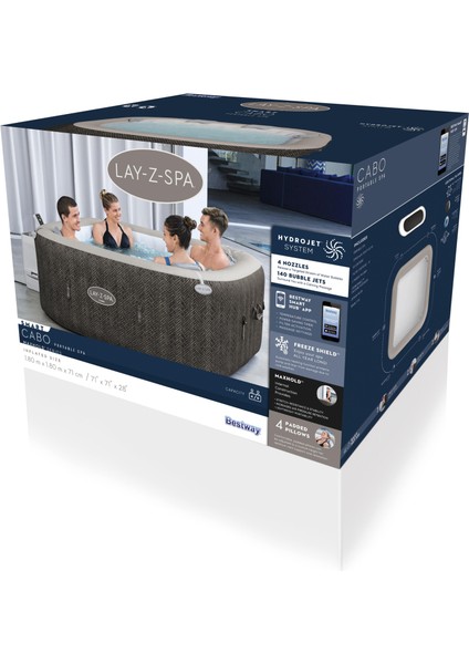 Lay-Z-Spa® 60167 Cabo Smart Hydrojet™ Şişme Spa Havuzu, Mobil Uygulama Kontrollü, 4-6 Kişilik