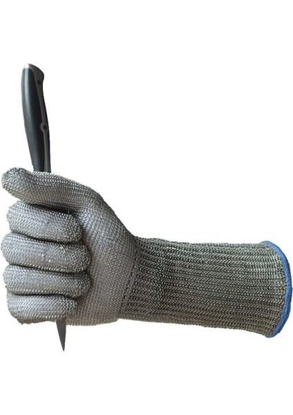 Uzun Kasap Eldiveni Kesilmez Çelik Eldiven Paslanmaz Metal Tel Hasır Örgü