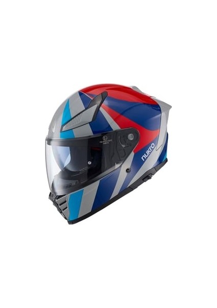 YM-853 Aıx White Red Blue Kapalı Kask