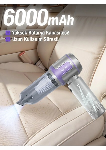 AHV-09 Kablosuz Taşınabilir Araç İçi El Süpürgesi | 17000PA Güçlü Vakum | 4’ü 1 Arada Çok Amaçlı Temizlik fırsatları