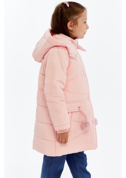 Kapüşonlu Kışlık Ponpon Detaylı Kız Çocuk Kaban 51354